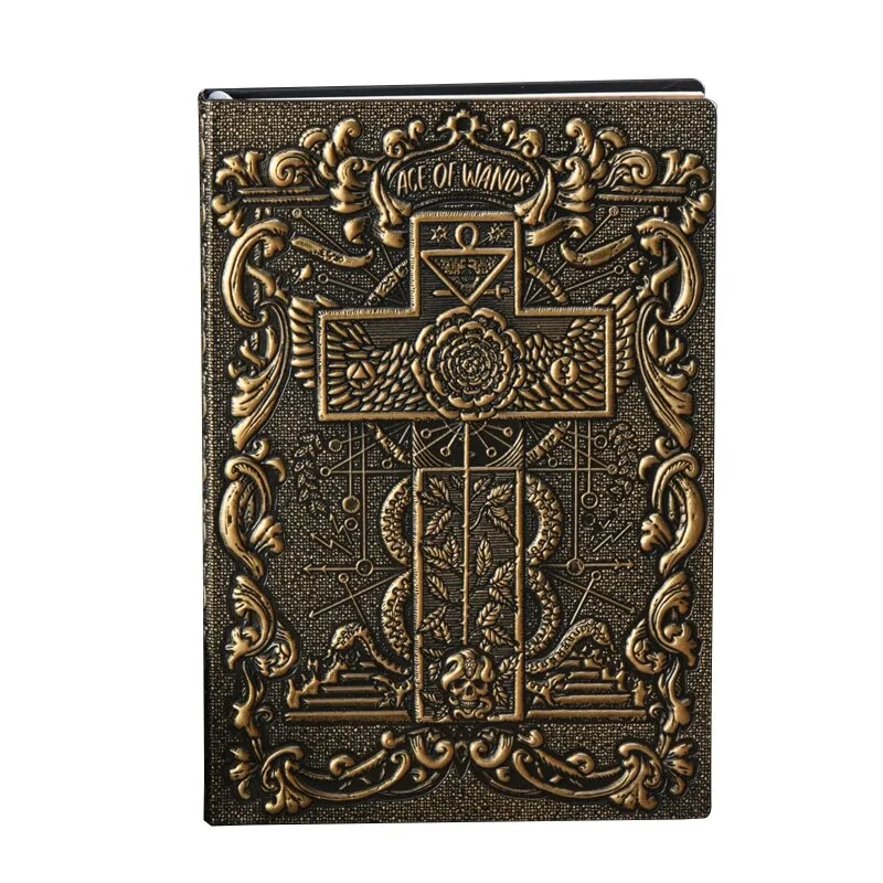 Vintage Embossed Cross Notepad Hardcover Notebook Personal Diary Ribbon Bookmark A5 Journal for Kid Adult Journaling Writing