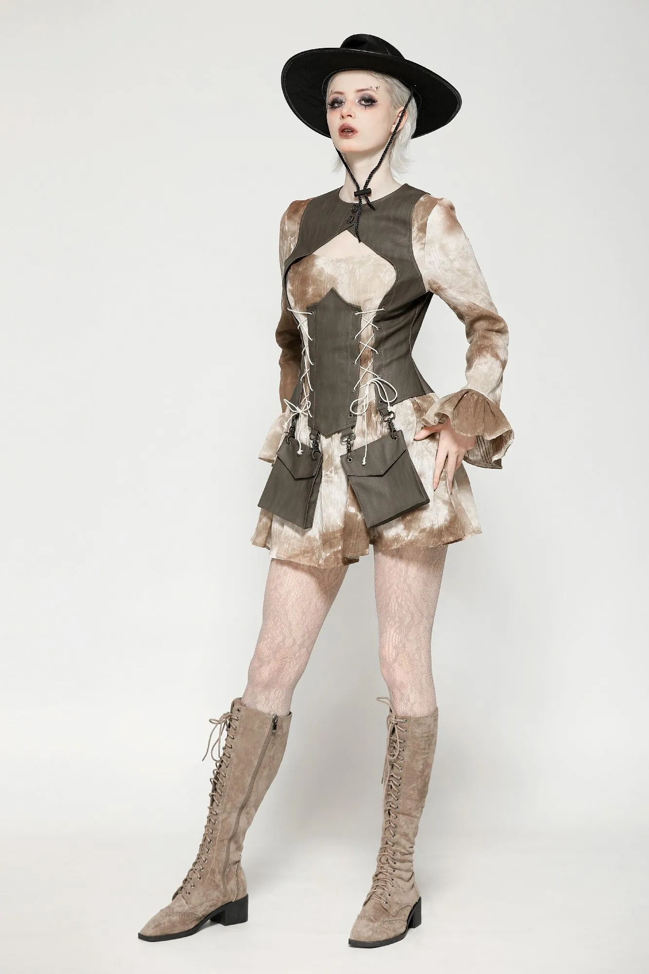 Vintage Steampunk Tie-Dye Dress DW1038
