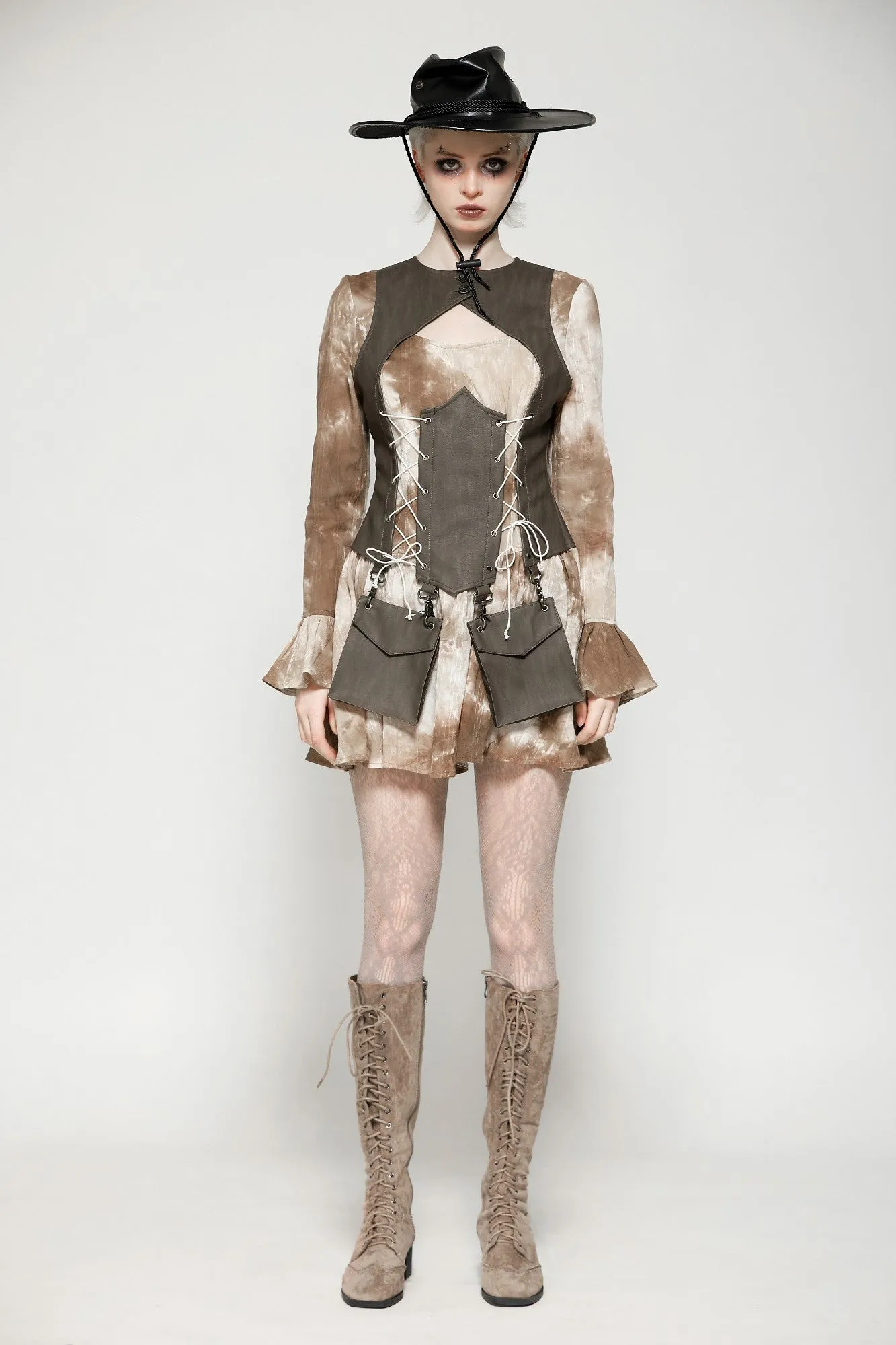 Vintage Steampunk Tie-Dye Dress DW1038