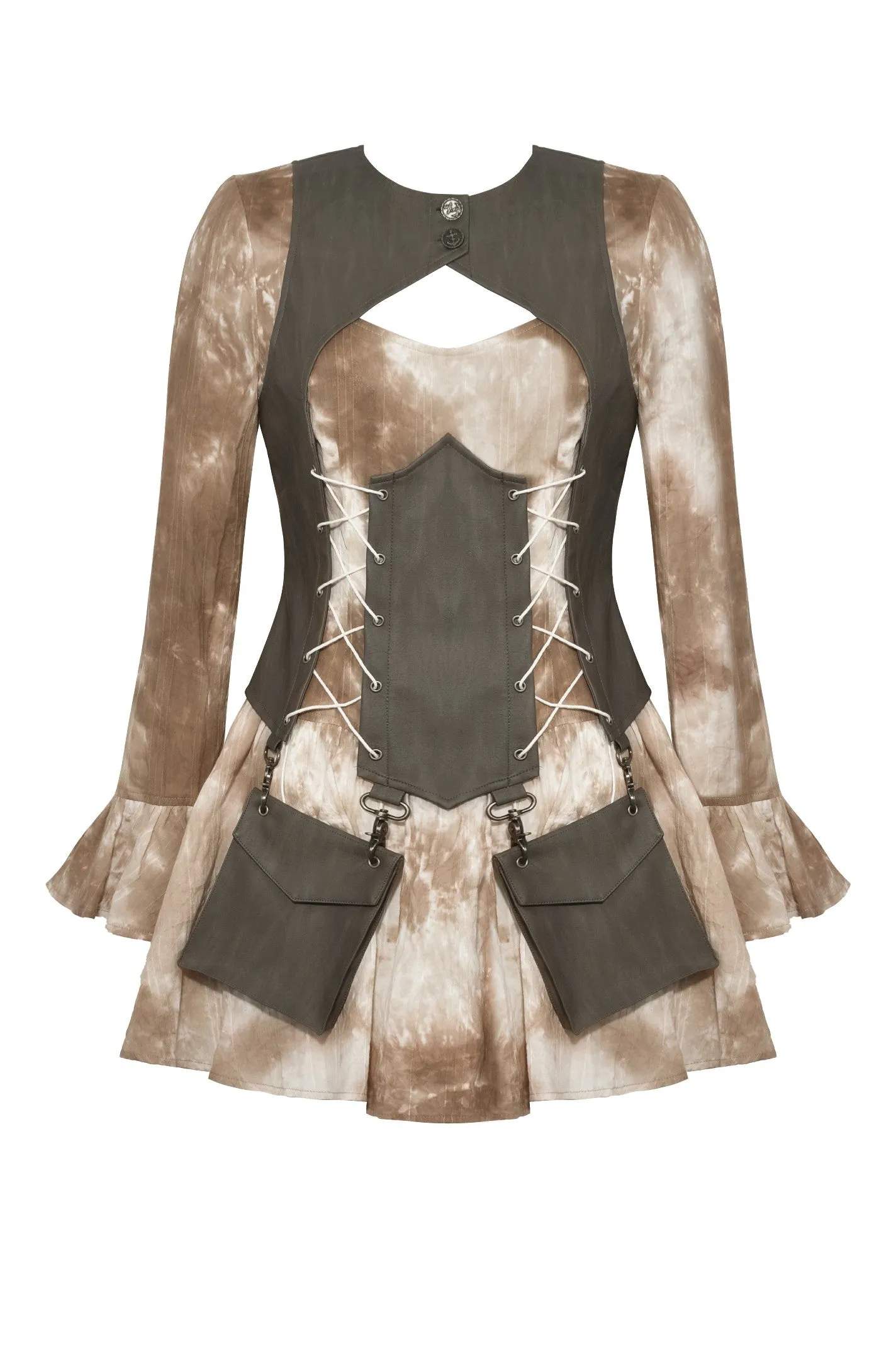 Vintage Steampunk Tie-Dye Dress DW1038