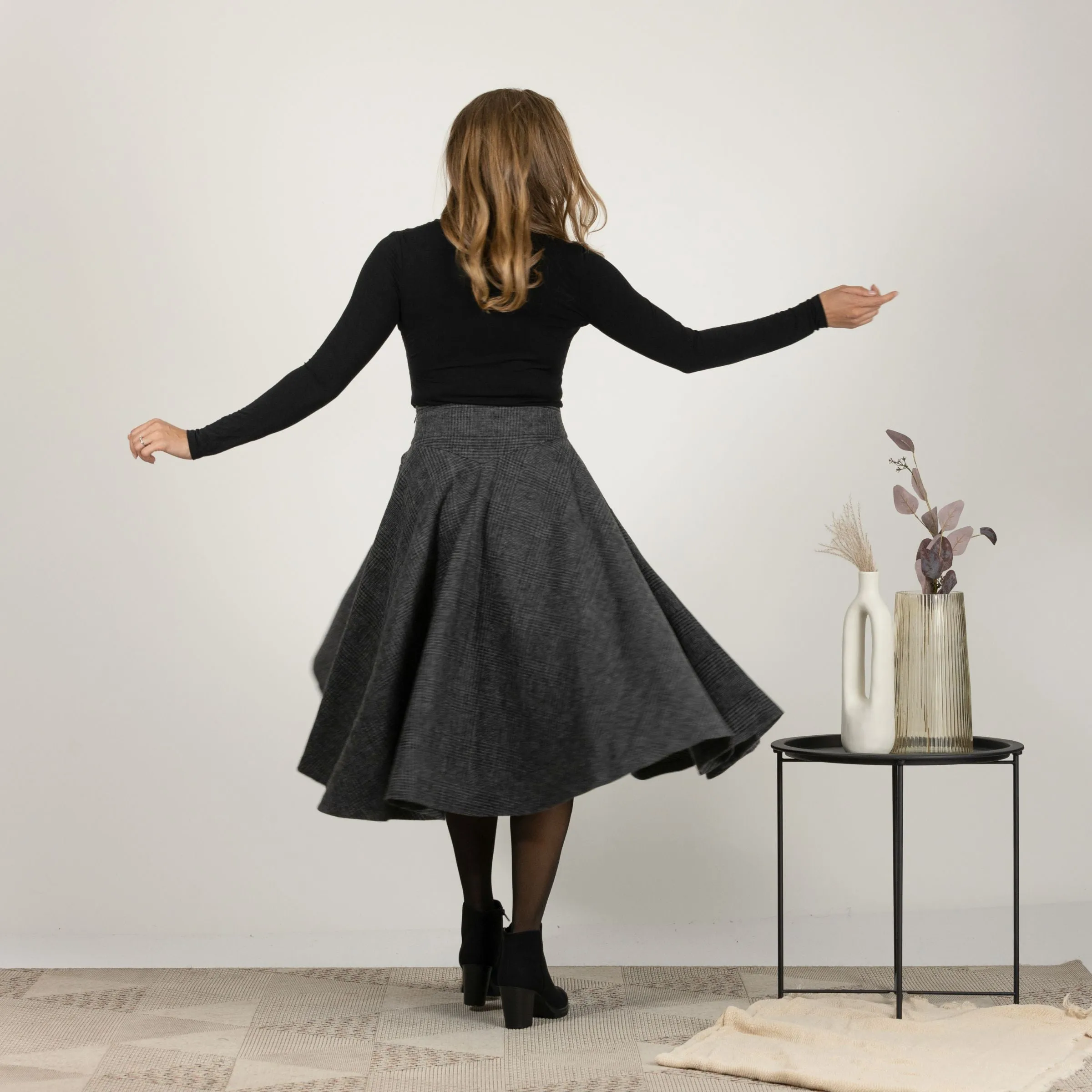 Wool Midi Flare Skirt