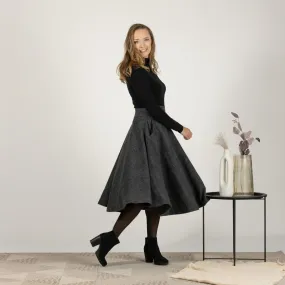 Wool Midi Flare Skirt